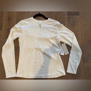 NWT Yogalicious Women's white Rhinestone Long Sleeve Top - Medium